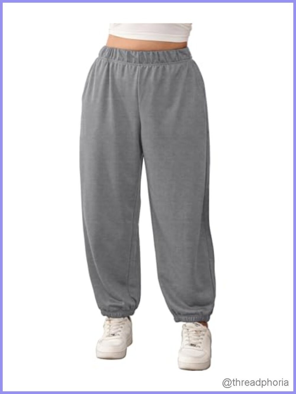 Plus Size Petite Jogger Pants Women Sweatpants Loose Fit Elastic Cuffed Ankles